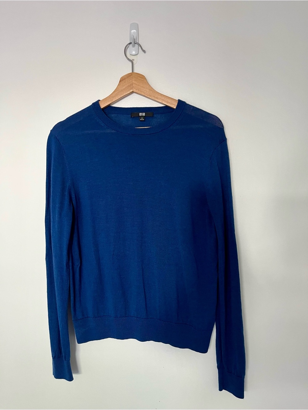 Uniqlo Extra Fine Merino Crewneck Sweater Blue Sz M - Picture 2 of 8